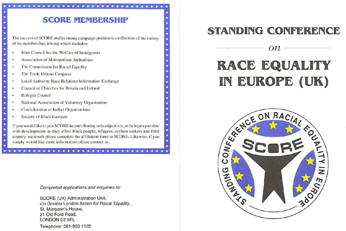 SCORE information and membership leaflet