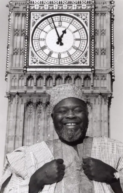 Bernie Grant outside Parliament