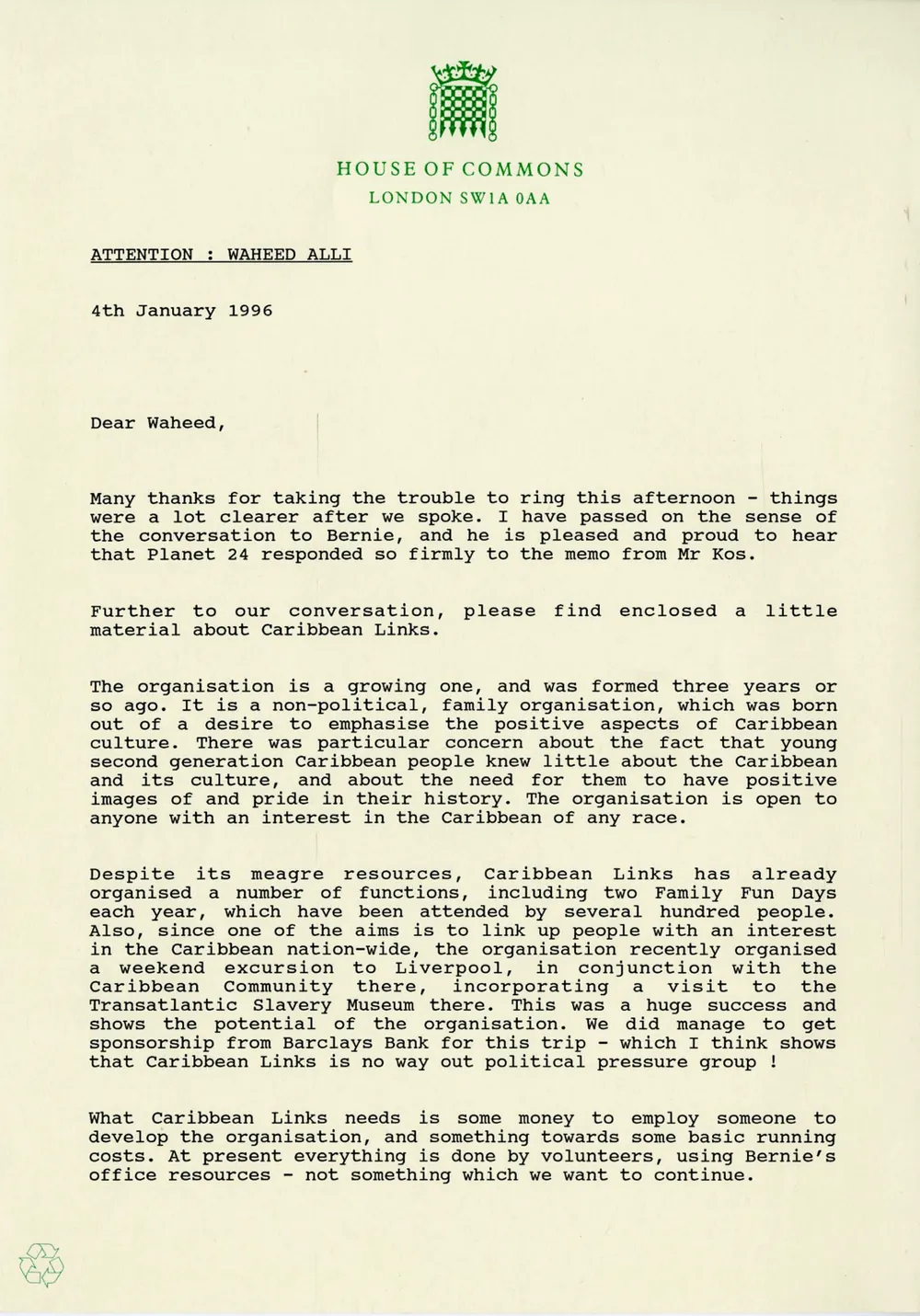 Preview image for Heineken Incident Sharon Grant Letter to Waheed Ali