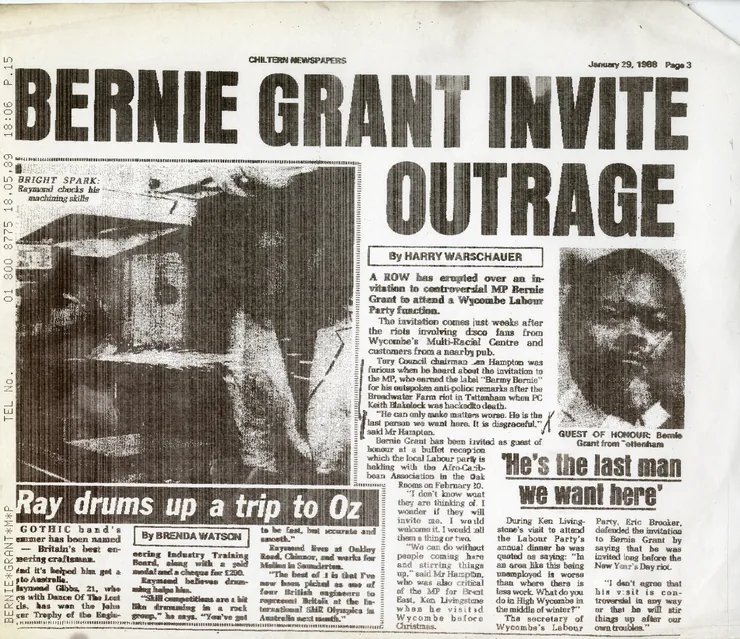 Preview image for High Wycombe: Bernie Grant Invite Outrage