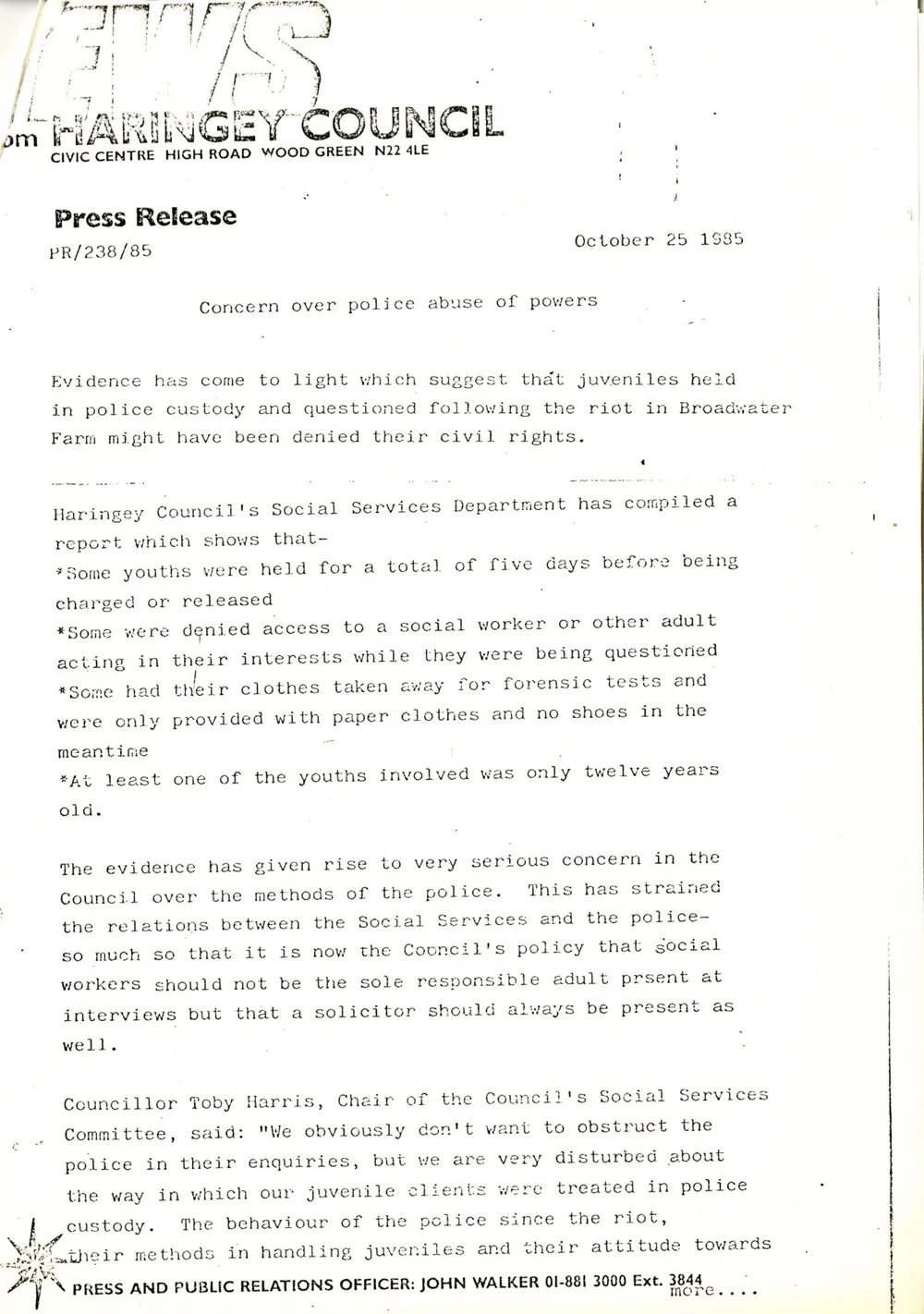 Preview image for Press release: concern over police powers