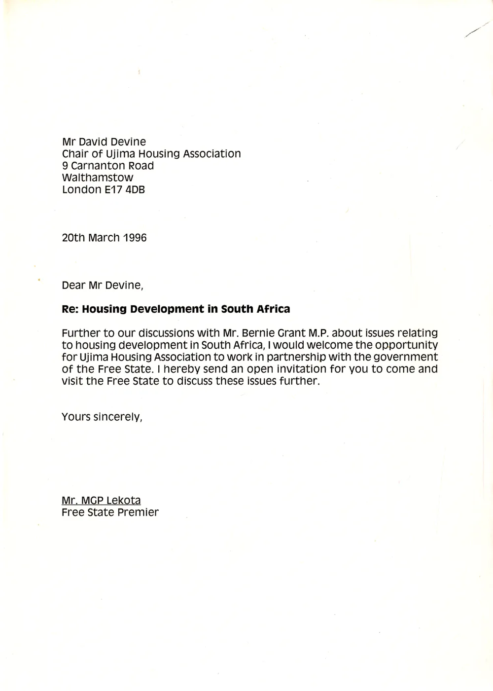 Preview image for Ujima Housing Association letter